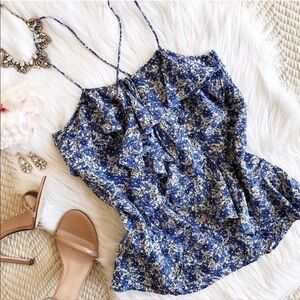 Banana republic blue floral silk camisole size xs